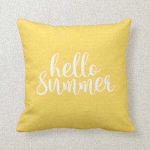 Hello Summer Yellow Typografy Kissen