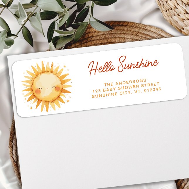 Hello Sunshine Boho Baby Shower Return Address (Von Creator hochgeladen)