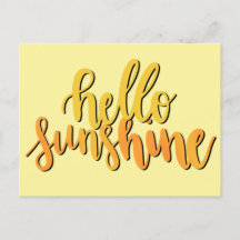 Hello Sunshine Hand Lettered Postcard