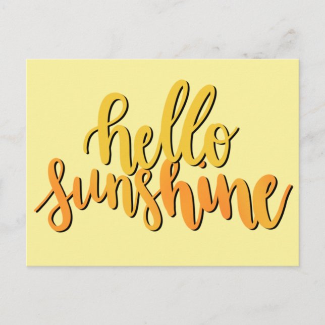Hello Sunshine Hand Lettered Postcard Postkarte (Vorderseite)