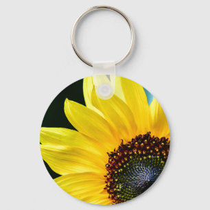 Hello Sunshine Sunflower Button Schlüsselanhänger