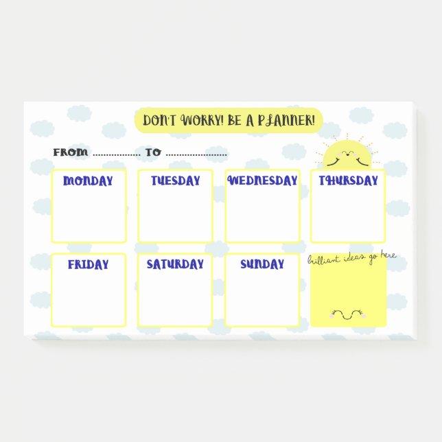HELLO SUNSHINE - WEEK PLANNER POST-IT KLEBEZETTEL (Vorderseite)