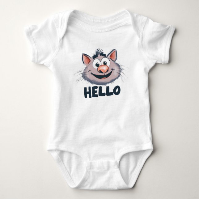 "Hello" Süße Tier Baby Bodysuit Baby Strampler (Vorderseite)