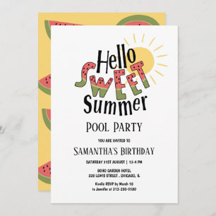 Hello Sweet Summer Watermelon Pool Party Bday Einladung
