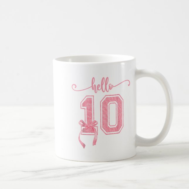 Hello Ten Double Digits Niedlich Coquette Bow 10.  Kaffeetasse (Rechts)