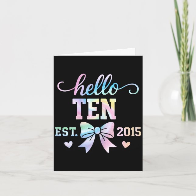Hello Ten Est 2015 Coquette Bow 10th Birthday Girl Karte (Vorderseite)