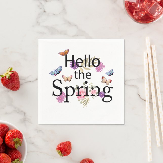 Hello The Spring Blume Serviette (Beispiel)