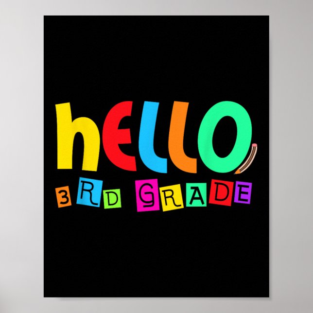 Hello Third 3rd Grade Back To School For Student B Poster (Vorne)