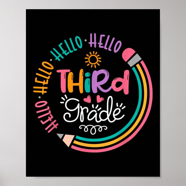 Hello Third Grade 3rd Grade Back To School Kids Te Poster (Vorne)