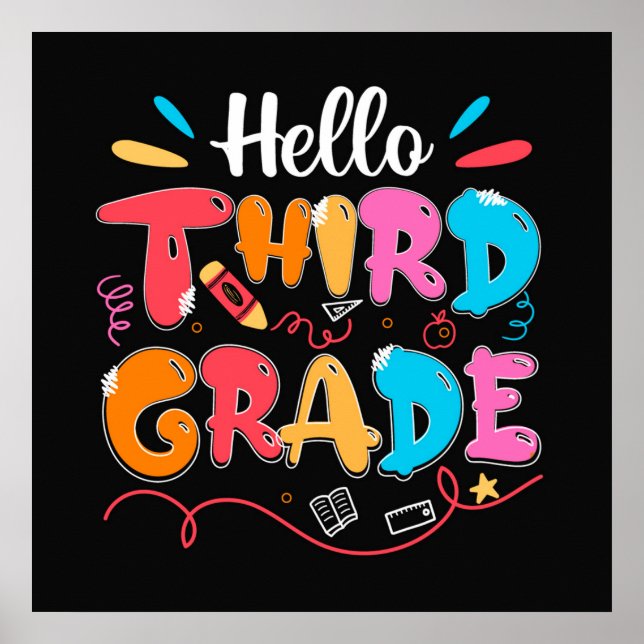 Hello Third Grade Doodle Poster (Vorne)
