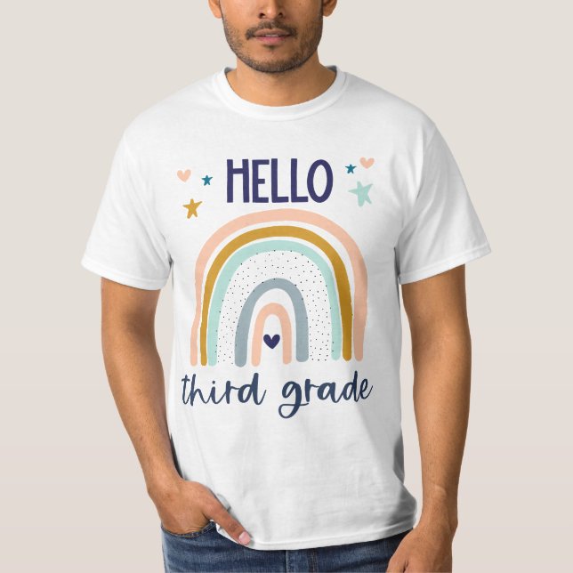Hello Third Grade Retro Rainbow Heart for 3rd Teah T-Shirt (Vorderseite)