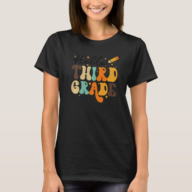 HELLO THIRD GRADE TEACHER KIDS BACK TO SCHOOL RETR T-Shirt (Vorderseite)