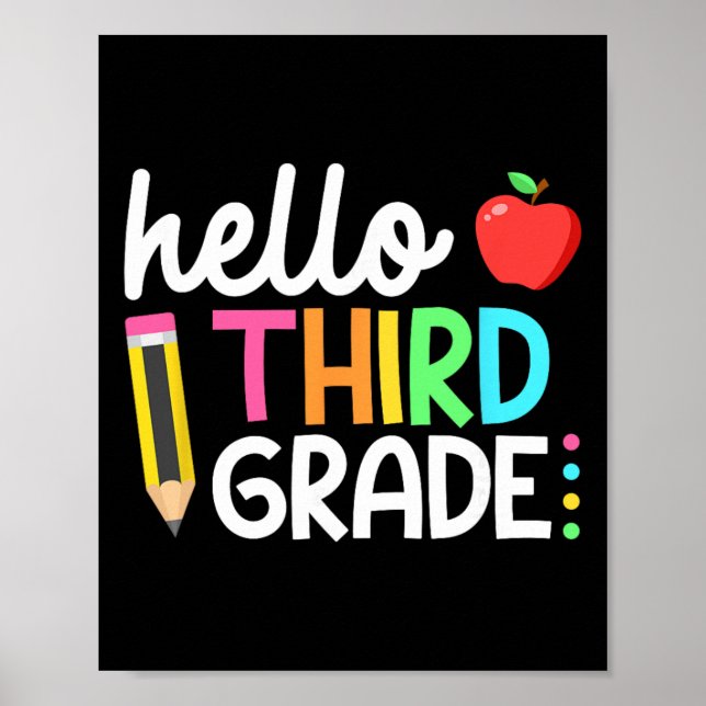 Hello Third Grade Team 3rd Grade Byck To School Te Poster (Vorne)