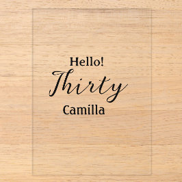 Hello thirty birthday name simple minimal elegant  acryleinladungen