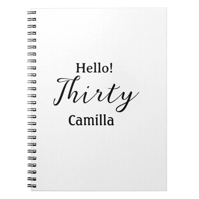 Hello thirty birthday name simple minimal elegant  notizblock (Vorderseite)
