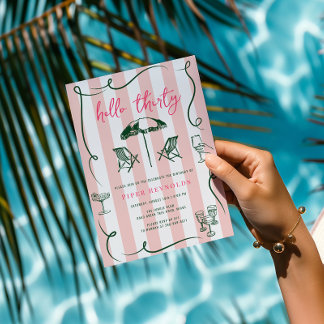 Hello Thirty | Modern Pink Script 30. Einladung