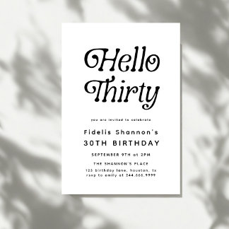 Hello Thirty Modern Retro 30. Geburtstag Einladung