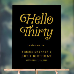Hello Thirty Retro 30. Geburtstag Begrüßungszeiche Acrylschild