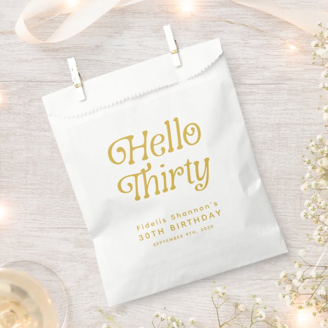 Hello Thirty Retro 30. Geburtstag Geschenktütchen (Ausgeschnitten)