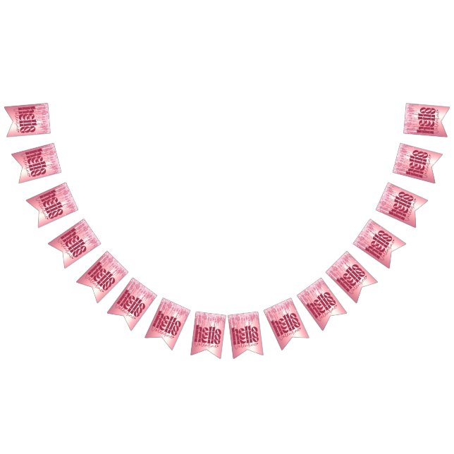 HELLO VALENTINE GLITZER TROPFEN CUSTOM GROOVY WIMPELKETTE (Alle)