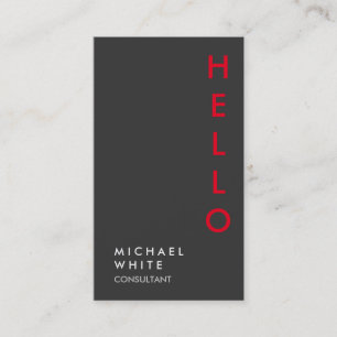Hello Vertical Schlicht Gray Trendy Consultant Visitenkarte