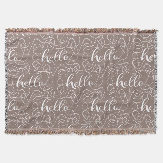 HELLO-weißes, nahtloses Muster mit LINES Decke (Vorderseite)