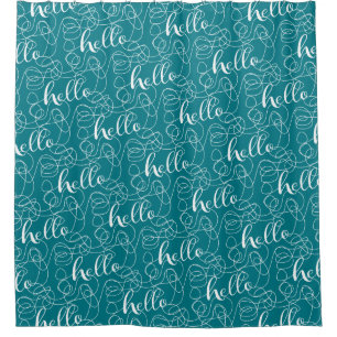 HELLO-weißes, nahtloses Muster mit LINES Duschvorhang