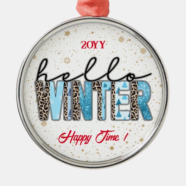 Hello Winter Customize Ornament Aus Metall (Vorne)
