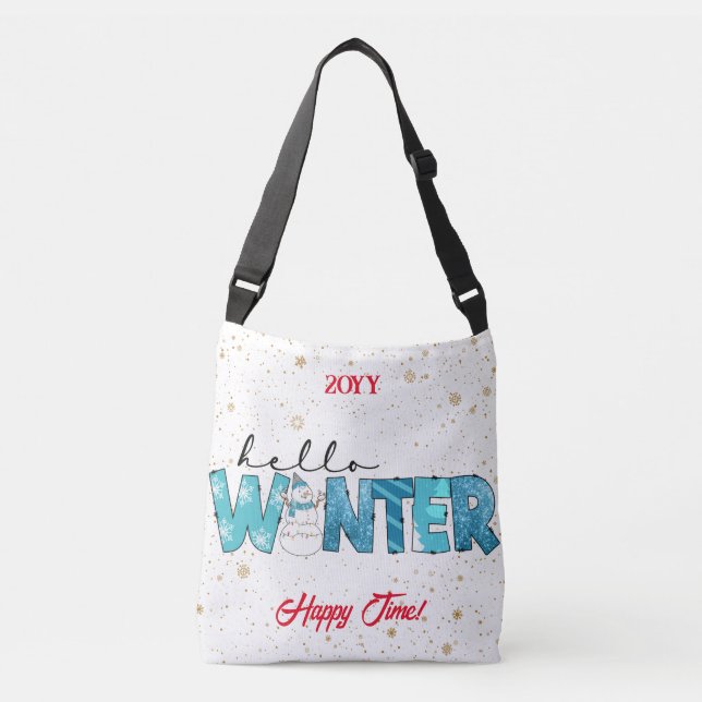 Hello Winter Customize Tragetaschen Mit Langen Trägern (Vorderseite)