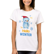 Hello Winter Cute Snowman T-Shirt for Kids & Adult