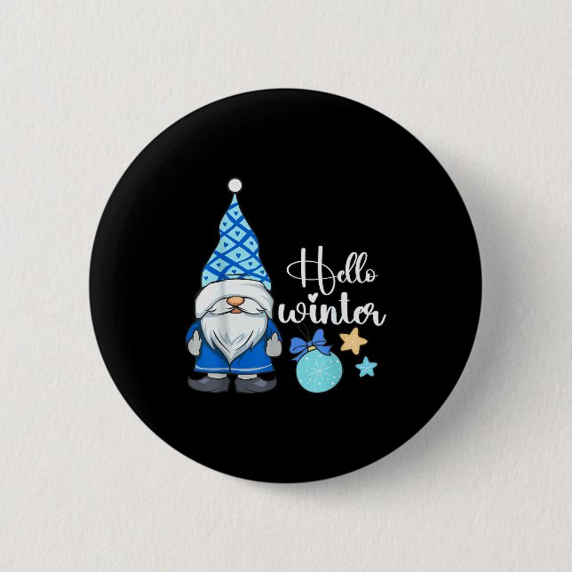 Hello Winter, Nordic Christmas Gnome  Button (Vorderseite)
