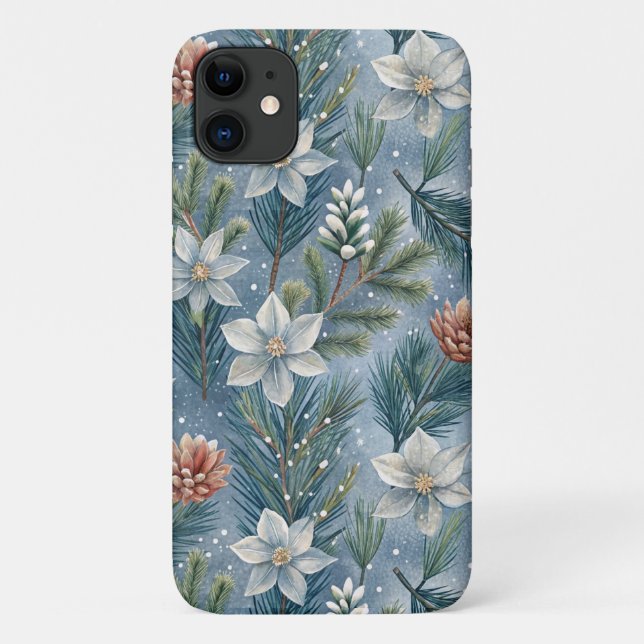 Hello Winter Pines & Flowers Case-Mate iPhone Hülle (Rückseite)