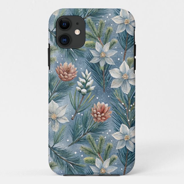 Hello Winter Pines & Flowers Case-Mate iPhone Hülle (Rückseite)