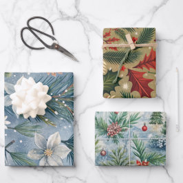 Hello Winter Pines & Flowers Geschenkpapier Set