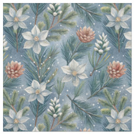 Hello Winter Pines & Flowers Stoff