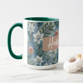 Hello Winter Pines & Flowers Tasse