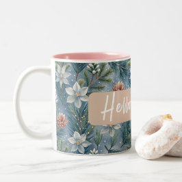 Hello Winter Pines & Flowers Zweifarbige Tasse