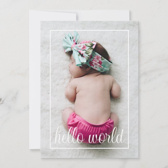 Hello World Birth Ankündigung (Vorderseite)