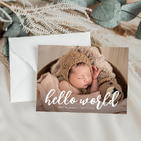 HELLO WORLD | bold typography birth announcement