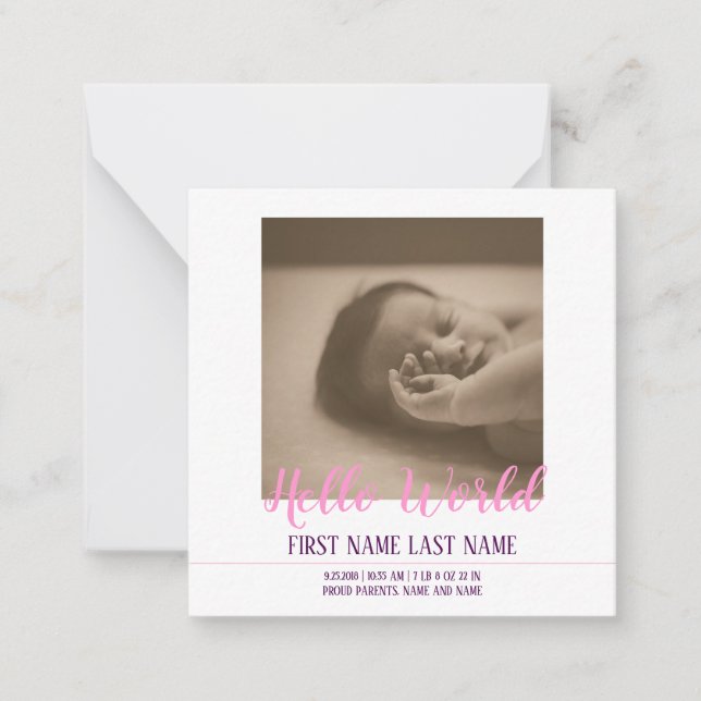 Hello World - faire-part de naissance avec photo (Devant)