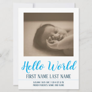Hello World - faire-part de naissance avec photo