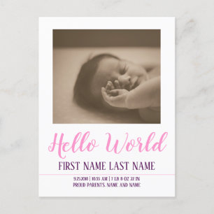 Hello World - faire-part de naissance avec photo
