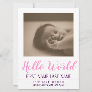 Hello World - faire-part de naissance avec photo