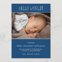 Hello World Faire-part de naissance//Monaco Blue