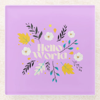 Hello World Floral Throw Pillow Glasuntersetzer