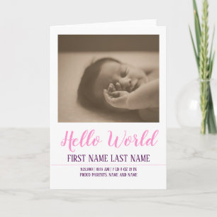 Hello World - Geburtsankündigung mit Foto Karte