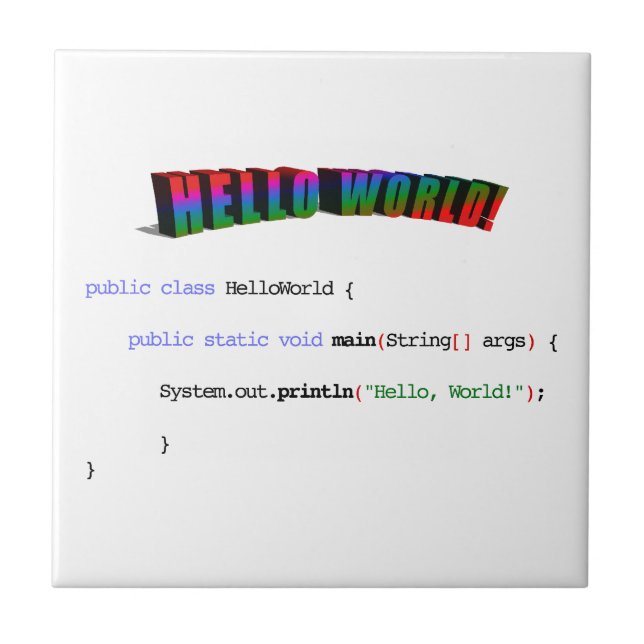 Hello World Geek grüßen Java Fliese (Vorderseite)