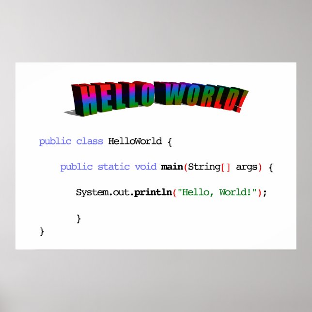 Hello World Geek grüßen Java Poster (Vorne)