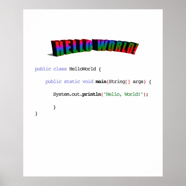 Hello World Geek grüßen Java Poster (Vorne)