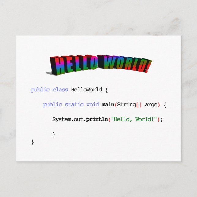 Hello World Geek grüßen Java Postkarte (Vorderseite)